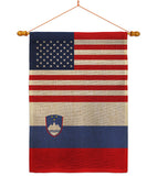 Slovenia US Friendship - Nationality Flags of the World Vertical Impressions Decorative Flags HG140648 Made In USA