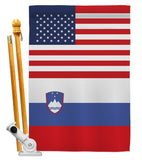 Slovenia US Friendship - Nationality Flags of the World Vertical Impressions Decorative Flags HG140648 Made In USA