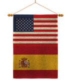 Spain US Friendship - Nationality Flags of the World Vertical Impressions Decorative Flags HG140653 Made In USA