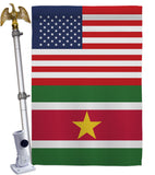 Suriname US Friendship - Nationality Flags of the World Vertical Impressions Decorative Flags HG140656 Made In USA