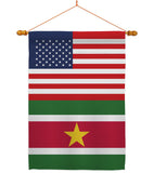 Suriname US Friendship - Nationality Flags of the World Vertical Impressions Decorative Flags HG140656 Made In USA