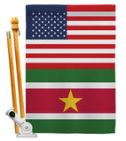 Suriname US Friendship - Nationality Flags of the World Vertical Impressions Decorative Flags HG140656 Made In USA