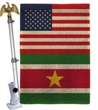 Suriname US Friendship - Nationality Flags of the World Vertical Impressions Decorative Flags HG140656 Made In USA