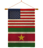 Suriname US Friendship - Nationality Flags of the World Vertical Impressions Decorative Flags HG140656 Made In USA