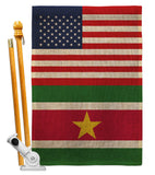 Suriname US Friendship - Nationality Flags of the World Vertical Impressions Decorative Flags HG140656 Made In USA