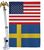 Sweden US Friendship - Nationality Flags of the World Vertical Impressions Decorative Flags HG140659 Made In USA