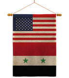 Syria US Friendship - Nationality Flags of the World Vertical Impressions Decorative Flags HG140661 Made In USA