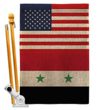 Syria US Friendship - Nationality Flags of the World Vertical Impressions Decorative Flags HG140661 Made In USA