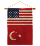 Turkey US Friendship - Nationality Flags of the World Vertical Impressions Decorative Flags HG140671 Made In USA