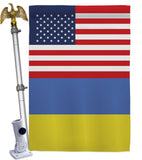 Ukraine US Friendship - Nationality Flags of the World Vertical Impressions Decorative Flags HG140676 Made In USA