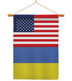 Ukraine US Friendship - Nationality Flags of the World Vertical Impressions Decorative Flags HG140676 Made In USA