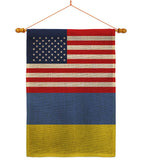 Ukraine US Friendship - Nationality Flags of the World Vertical Impressions Decorative Flags HG140676 Made In USA