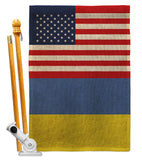 Ukraine US Friendship - Nationality Flags of the World Vertical Impressions Decorative Flags HG140676 Made In USA