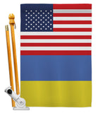 Ukraine US Friendship - Nationality Flags of the World Vertical Impressions Decorative Flags HG140676 Made In USA