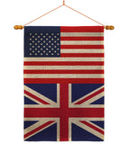 United Kingdom US Friendship - Nationality Flags of the World Vertical Impressions Decorative Flags HG140678 Made In USA