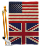 United Kingdom US Friendship - Nationality Flags of the World Vertical Impressions Decorative Flags HG140678 Made In USA