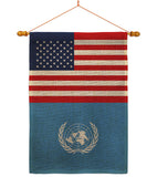 United Nations US Friendship - Nationality Flags of the World Vertical Impressions Decorative Flags HG140679 Made In USA