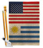 Uruguay US Friendship - Nationality Flags of the World Vertical Impressions Decorative Flags HG140680 Made In USA