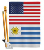 Uruguay US Friendship - Nationality Flags of the World Vertical Impressions Decorative Flags HG140680 Made In USA