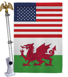 Wales US Friendship - Nationality Flags of the World Vertical Impressions Decorative Flags HG140691 Made In USA