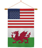 Wales US Friendship - Nationality Flags of the World Vertical Impressions Decorative Flags HG140691 Made In USA