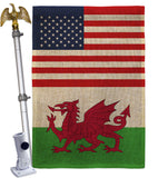 Wales US Friendship - Nationality Flags of the World Vertical Impressions Decorative Flags HG140691 Made In USA