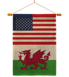 Wales US Friendship - Nationality Flags of the World Vertical Impressions Decorative Flags HG140691 Made In USA