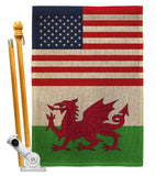 Wales US Friendship - Nationality Flags of the World Vertical Impressions Decorative Flags HG140691 Made In USA