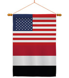 Yemen US Friendship - Nationality Flags of the World Vertical Impressions Decorative Flags HG140692 Made In USA