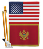 Montenegro US Friendship - Nationality Flags of the World Vertical Impressions Decorative Flags HG140697 Made In USA