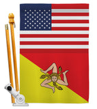 Sicily US Friendship - Nationality Flags of the World Vertical Impressions Decorative Flags HG140881 Made In USA