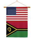 Vanuatu US Friendship - Nationality Flags of the World Vertical Impressions Decorative Flags HG140882 Made In USA