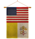 Vatican City US Friendship - Nationality Flags of the World Vertical Impressions Decorative Flags HG140883 Made In USA