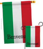 Italy Benvenuti - Nationality Flags of the World Vertical Impressions Decorative Flags HG108435 Made In USA