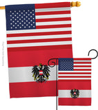 Austria w/Eagle US Friendship - Nationality Flags of the World Vertical Impressions Decorative Flags HG140285 Made In USA