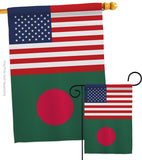 Bangladesh US Friendship - Nationality Flags of the World Vertical Impressions Decorative Flags HG140291 Made In USA