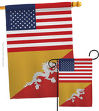 Bhutan US Friendship - Nationality Flags of the World Vertical Impressions Decorative Flags HG140300 Made In USA