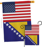 Bosnia-Herzegovina US Friendship - Nationality Flags of the World Vertical Impressions Decorative Flags HG140310 Made In USA
