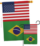 Brazil US Friendship - Nationality Flags of the World Vertical Impressions Decorative Flags HG140320 Made In USA