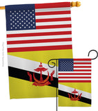 Brunei US Friendship - Nationality Flags of the World Vertical Impressions Decorative Flags HG140322 Made In USA