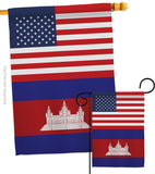 Cambodia US Friendship - Nationality Flags of the World Vertical Impressions Decorative Flags HG140327 Made In USA