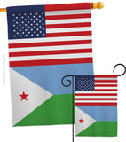 Djibouti US Friendship - Nationality Flags of the World Vertical Impressions Decorative Flags HG140359 Made In USA