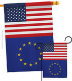 European US Friendship - Nationality Flags of the World Vertical Impressions Decorative Flags HG140373 Made In USA