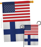 Finland US Friendship - Nationality Flags of the World Vertical Impressions Decorative Flags HG140378 Made In USA