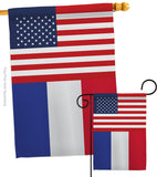 France US Friendship - Nationality Flags of the World Vertical Impressions Decorative Flags HG140379 Made In USA