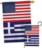 Greece US Friendship - Nationality Flags of the World Vertical Impressions Decorative Flags HG140387 Made In USA