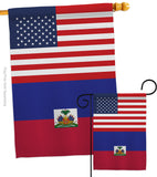 Haiti US Friendship - Nationality Flags of the World Vertical Impressions Decorative Flags HG140396 Made In USA