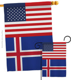 Iceland US Friendship - Nationality Flags of the World Vertical Impressions Decorative Flags HG140400 Made In USA