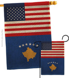 Kosovo US Friendship - Nationality Flags of the World Vertical Impressions Decorative Flags HG140421 Made In USA