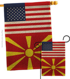 Macedonia US Friendship - Nationality Flags of the World Vertical Impressions Decorative Flags HG140439 Made In USA